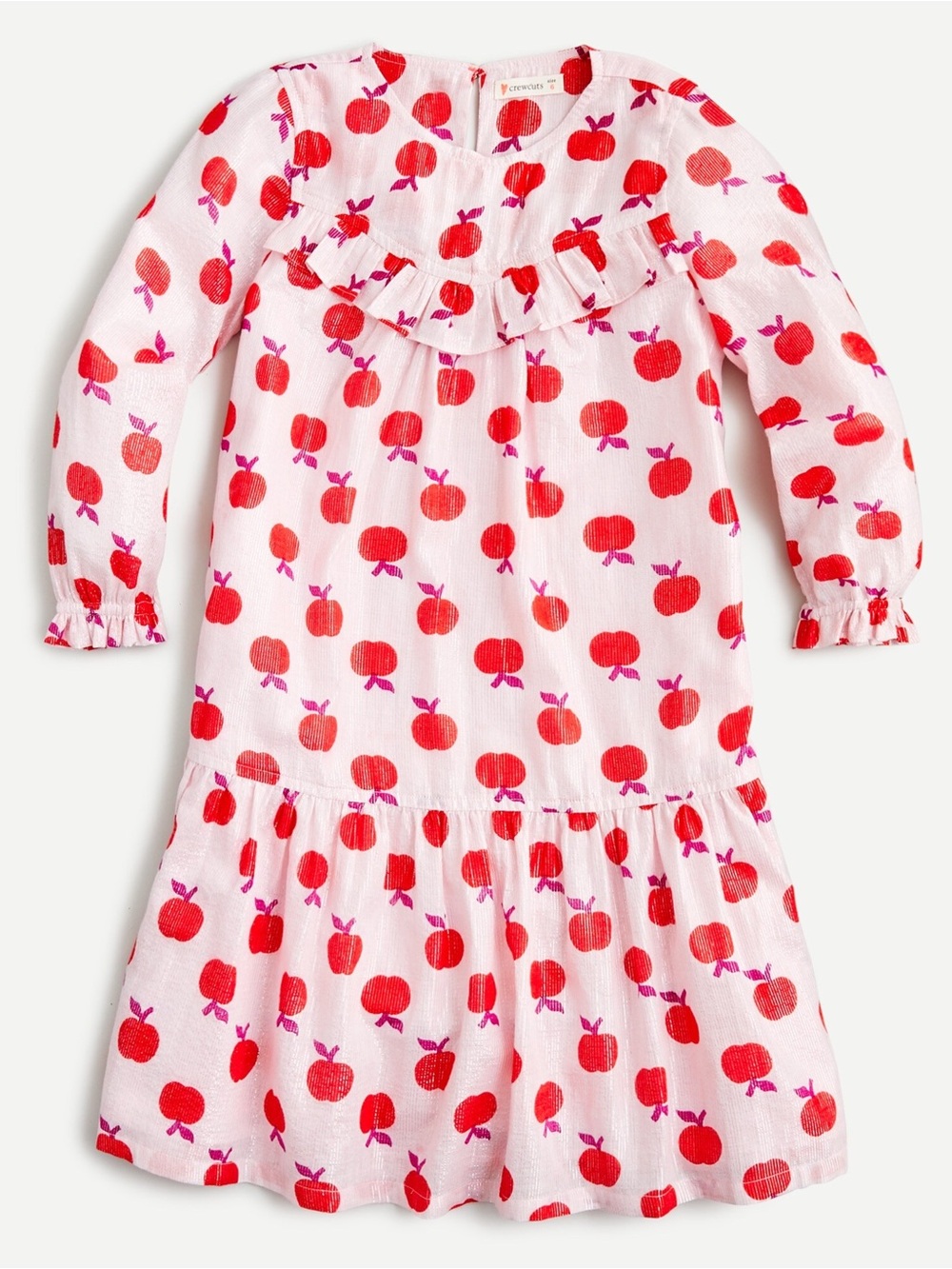 J. Crew Crewcuts Shimmery Dress with Red Apple Print